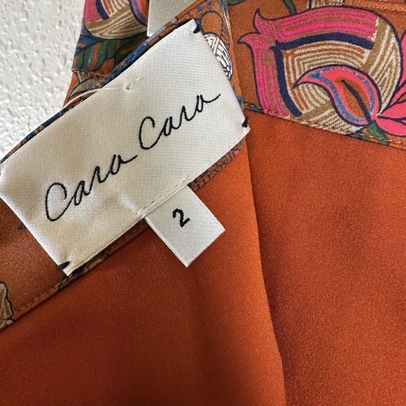 Cara Cara Tisbury Midi Skirt Size 2 Tisbury Midi Orange Floral Picante Baroque - Picture 6 of 12